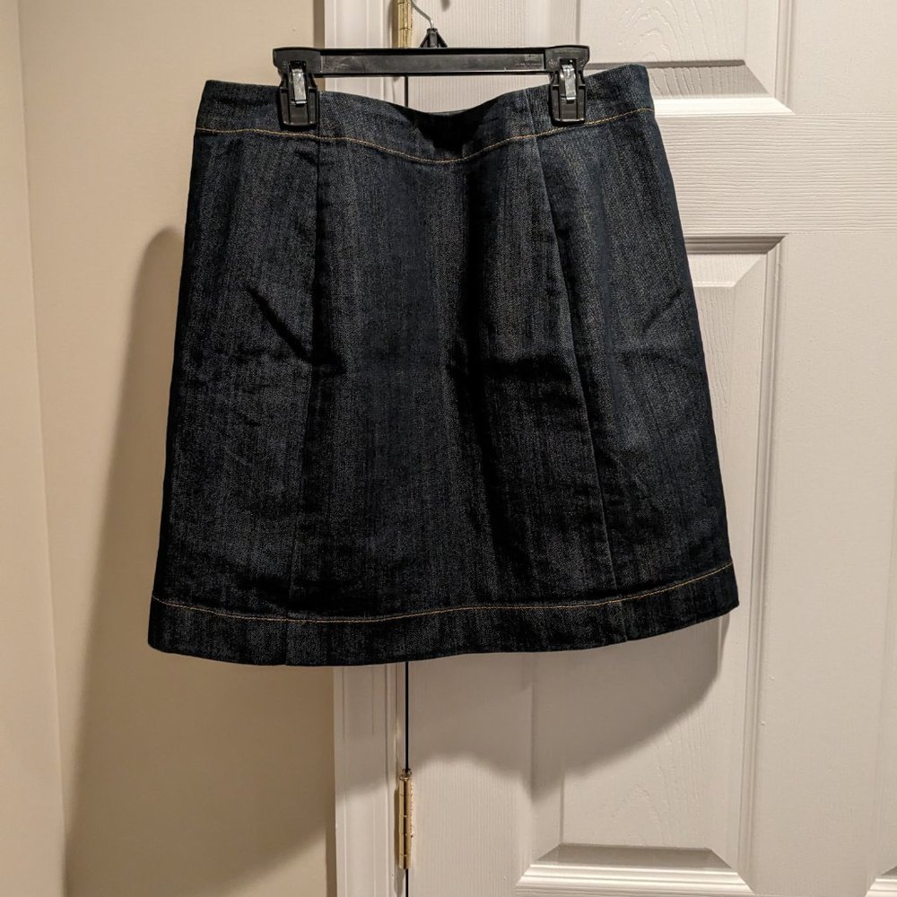 Michael Kors Indigo Denim Jean Gold Button Skirt size 8 - Picture 2 of 5